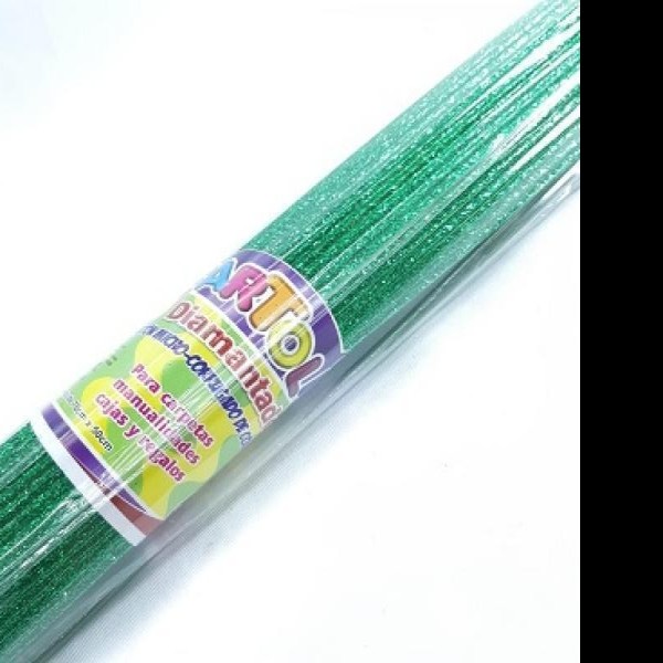 CARTON CORRUGADO CARTOLIN DIAMANTADO 50X70CM. VERDE ROLLO